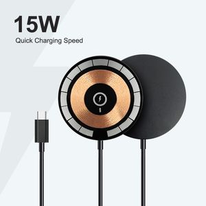 Qi 15W 2 in 1 supporto per caricabatteria per auto wireless magnetico trasparente con anello magnetico per iPhone Supporto per telefono stabile Android 2023 con scatola al dettaglio