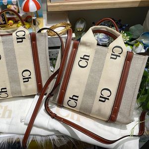 Linne canvas mode woody väska liten medelstora strand shopping stor kapacitet crossbody väskor lyx designer handväska pursar hetaste kvinnor mens axelväska