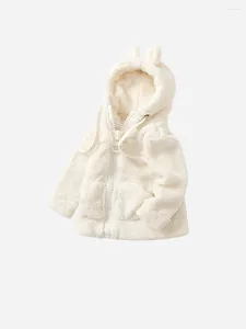 Jacken Baby Junge Mädchen Mit Kapuze Mantel Herbst Winter Chic Fleece Jacke Infant Kind Kind Mode Druck Brief Weiße Tasche Oberbekleidung