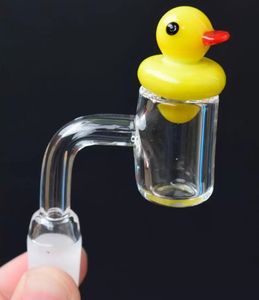 6in1 por conjunto 1pc Tampa de carboidrato de vidro de pato amarelo e 5pcs de 6 mm de rubi pérolas para bongs de água de vidro DAB RIGS