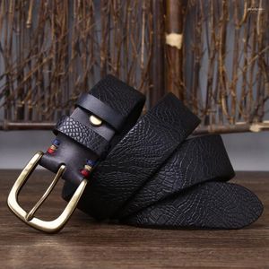 Belts Fashion Men'S Thickened Cowhide Copper Buckle Belt Vintage Leather Golf Needle Outdoor Heavy Duty Training A3059