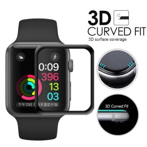 For Apple Watch iWatch 2 3 4 3D Curved Edge Full Screen Protector Cover 41mm 45mm 38mm 42mm 40mm 44mm Tempered Glass Protector Protective With Retail Package