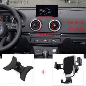 Bilhållare Mobiltelefonhållare för Audi A3 2014 2015-2018 2019 2020 Air Vent Mount Bracket GPS Telefonhållare Clip Stand i biltillbehör Q231104