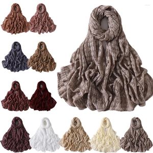 Abbigliamento etnico Moda Donna Pianura Ricamo Pizzo Scialle floreale Sciarpa Hijab musulmano Stola Avvolgente Turbante Foulard islamico Maxi Sciarpe 70