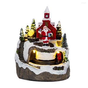 Dekorativa figurer Christmas House Village Lightornament Figurine Snow30th Gifts Anniversary Couples Musical Lighted Train Lit Winter