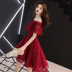 Ethnic Clothing Exquisite Lace Mesh Dress Women Sexy Evening Party Gown Off Shoulder Formal Qipao Vestidos