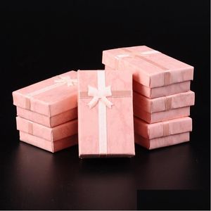 Sacchetti per gioielli Borse Scatole di cartone con fiocco e spugna all'interno Rec Pink 80X50X25Mm Drop Delivery Packaging Display Dhgarden Dhlam