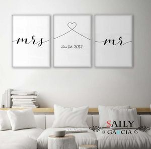 Mrs Mr Love Quotes Poster Minimal Wall Art Canvas Print Couple Anniversary Gift Picture Living Room Bedroom Nordic Wall Decor3847703