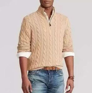 Mens Designer Polo Maglione in pile Ralphs Camicie Spessa Mezza cerniera Collo alto Pullover caldo Slim Maglia lavorata a maglia Lauren Maglioni Piccolo cavallo Marca Felpa in cotone YT99