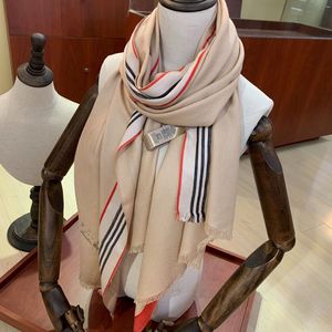 Luxury Brand Style New Solid Color Striped Shawl High Quality Silk Cashmere Scarf Winter Comfort Warmth Fashion Accessories Classic Design Family Womens Gift Scarf