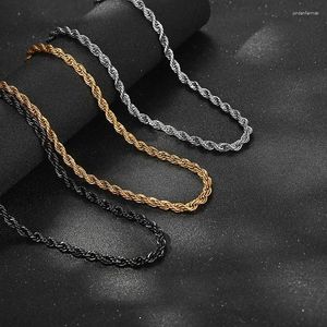Catene Hip Hop Style Collana a catena con corda intrecciata in acciaio inossidabile Hippie Gioielli girocollo maschili color oro