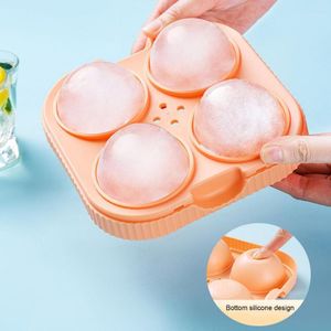 Baking Moulds Practical Ice Making Mold Non-Stick Easily Clean Food Grade 4 Holes Whiskey Cocktail Hockey Ball Maker Ice-making