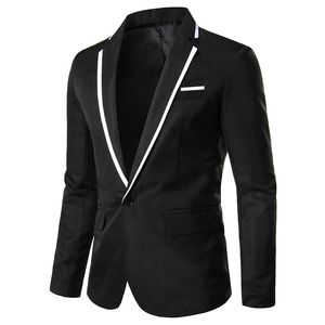 Populär trend Långärmad smal passande fast färgdräkt med kapell och smal passform för mäns enkla lilla kostym