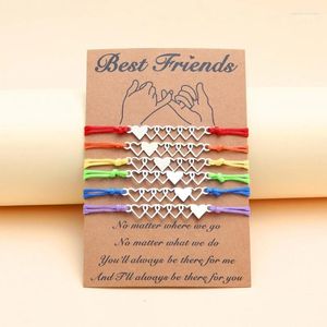 Link Bracelets Sisters Card Matching Bracelet For Friendship Long Distance Adjustable Stainless Steel Heart-shaped