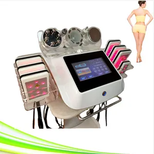 레이저 Lipo Fat Cavitation RF 슬리밍 머신 6 in 1 휴대용 갈바니 바이오 불안정 캐비테이션 바디 조각 무선 주파수 페이스 페이스 리프트 S 모양 캐비테이션 머신