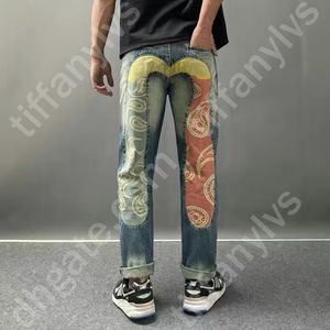 Mens Pants Jeans Designer Jeans Men European and American Men's Slim Small Straight Patch Hole Beggar Pants Retro Fashion L