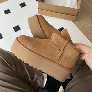 Designer Women Ultra Mini Boot 5cm Platform Boots tazz Slipper tasman Slipper for Men Real Leather Warm Ankle Fur Booties Mustard Seed Slippers ugglies boots 35-44