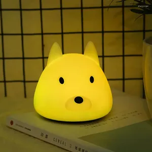 Luci notturne LED per bambini luce morbida in silicone USB ricaricabile portatile decorazione della camera da letto regalo animale simpatico cane lampada tattile per bambini