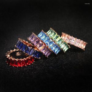 Cluster Ringe 925 Silber Luxus Zirkonia für Frauen Mode rot blau Kupfer überzogen Zirkon Statement Großhandel Bulk Schmuck