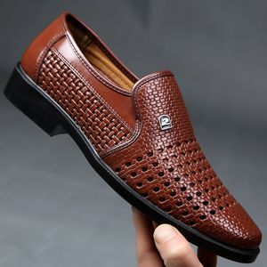 Gai Spring Loafers deri erkekler yaz içi boş nefes alabilen oxfords gündelik kayma üzerinde resmi elbise ayakkabıları adam 230403 gai