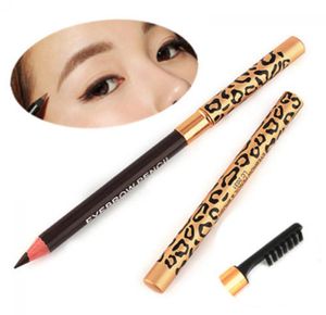 Whole 2Pcs New 5 Colors Waterproof Waterproof Leopard Long lasting Makeup Fashion Women Eyeliner Eyebrow Brush1346525