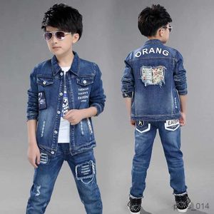 Kläder sätter Jean Spring Autumn Children's Clothes Set Baby Boys Coat Pants Barn Tonårsgåva Formell pojkekläder Hög kvalitet