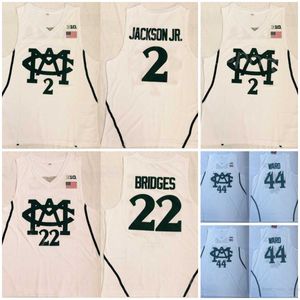 Basketball College 2 Jaren Jackson Jr Jerseys 44 Emma Ward 22 milhas Bridges University Team White White All Stitched Shirt For Sport Fans Breathable Uniform NCAA