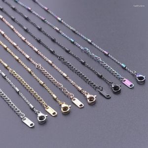 Kedjor 1 st rostfritt stål bredd 1,6 mm hiphop bar länkar kedja halsband blandar färger mode rund rör platt kor krage smycken