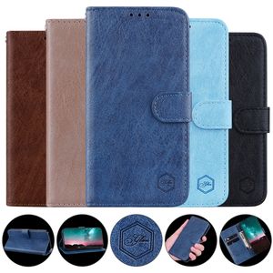 S24 Ultra Plus Retro Yağ Deri Deri Cüzdan Kılıfları Samsung A25 A35 A55 A05S A15 Huawei Onur 90 Lite Pro Moto G54 G Güç Stylus 2023 Çiçek Kart Flip Cover Tutucu Koşusu