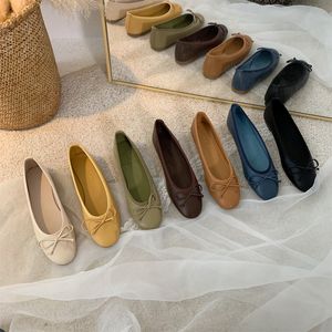 Dress Bailamos Flats Spring Summer Ballet Shoes Women Slip on Loafers Round Toe Shallow Bowtie Ballerina Soft Moccasin Z