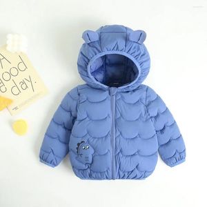 Down Coat 2023 Winter Baby Girl Boy Parkas Outerwear Kids Cute Cartoon Bear Thicken Jacket Infant Warm Coats Children Solid Clothing