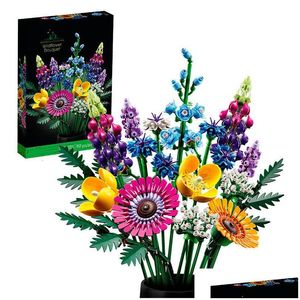 Blöcke Wildblumenstrauß 10313 Blumengebäude Heimdekoration Illustration Urlaub Diy Ziegel Spielzeug Freundin Weihnachtsgeschenke Drop Deliv Otnas