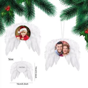 Ornamento per sublimazione di ali di piume Sublimazione natalizia in legno, ali d'angelo grezze all'ingrosso 1103