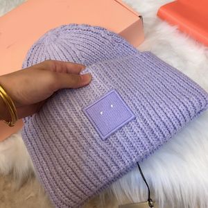 Square Smiling Face Wool Thickened Knitted Hat Women's Winter Warm Wool Hat Men's and Women Couples Parent-child Fashion Street Hat