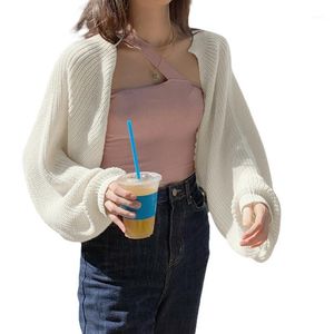 Women's Knits & Tees Spring Fall Sexy Knit Shrug Casual Loose Long Sleeve Solid Color Open Front Bolero Cardigan White/Black