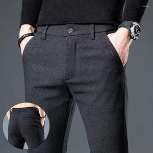 Herrenhosen Männer Herbst Winter Wollverdickter Anzug Mode Business Casual Slim Fit Stretch Männliche Markenhose 38