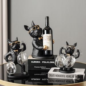 Dekorativa föremål figurer hem dekoration hund ornament franska bulldog ving glas hållare stativ bord nordiskt harts skulptur 230403