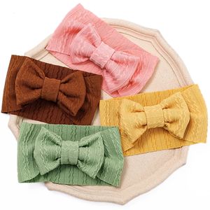 New Big Waffle Fabric Bow Baby Headband Cotton Newborn Soft Hairbands Toddler Girls Party Hair Accessories Kid Headwear