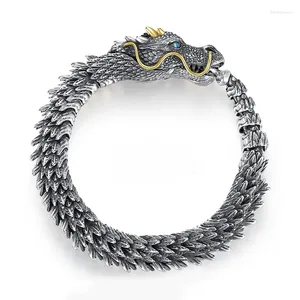 Звено-браслеты Браслет с драконом, мужские винтажные доминирующие трендовые кости, крутые и продвинутые ретро-ювелирные изделия для пар