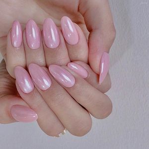 Fałszywe paznokcie Różowe migdały stałe fałszywe i nigdy nie dzieli się dla kobiet-gwoździowej salonu dla kobiet