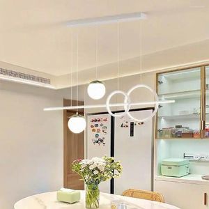 Lâmpadas pendentes forma de anel LED candelabro para sala de estar luz branca iluminação decorativa estilo moderno linha lâmpada de sentido