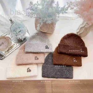 Beanie/Skull Caps Designer 23 Autumn and Winter New Haima Hair Sticked Hat in Maillard Color Series, Advanced Mångstil kall hatt, Casual Style, Show Small Face SCD3