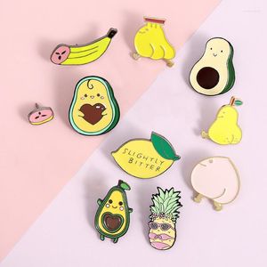 Broschen 9 Teile / satz Pin Zitrone Banane Emaille Avocado Ananas Birne Pfirsich Brosche Revers Abzeichen Nettes Sommer Obst Schmuck Geschenk für Kinder