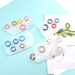 Band Rings 2021 Crystal Epoxy Pendant Bracelet Resin S Curved Face Ring Jewelry Sile Diy Handmade Mold Crafts Making Tools Dr Dhgarden Dhzps