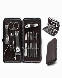 12-teiliges Nagelpflege-Werkzeug-Lederetui für persönliches Maniküre- und Pediküre-Set, Reise-Pflegeset, Werkzeuge mit Einzelhandelsverpackung, DHL 7656178