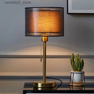 Desk Lamps American Gold Table Lamp Nordic Bedroom Bedside Lamp Simple Modern Luxury Warm Household Desk Lamp Luminria De Mesa Lampara Q231104