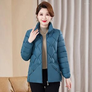 Women's Trench Coats Winter Warm Parka Women Puffer Jacket Long Sleeve Quilted Zipper Buttons Cotton-padded Korean Outerwear Short Top