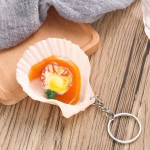 Keychains Simulation Scallop Barbecue Key Chian Garlic Oyster Food Model Gourmet Pendant Keychain Japanese Ornament Toy Shoot Prop Jewelry