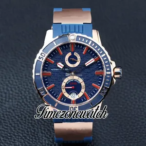 JJF Maxi Marine Diver Artemis Mens Watch 266-10-3/93 Blue Texture Dial Automatic Power Rise Rose Gold Case Blue Rubber Strap New Watches TimeZoneWatch Z03a