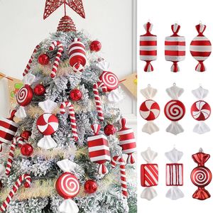 Decorazioni natalizie 9 pz Lecca-lecca Bastoncino di zucchero Ciondolo appeso Albero di Natale Palla Ornamenti per la casa Navidad Decor Regalo 2024 anni 231102